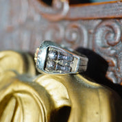 Vintage Sterling Silver & Ruby Masonic Ring, Incredible Mason Ring With Red Stone, Gold Compass, Embossed Details, and Accent Diamonds, 925