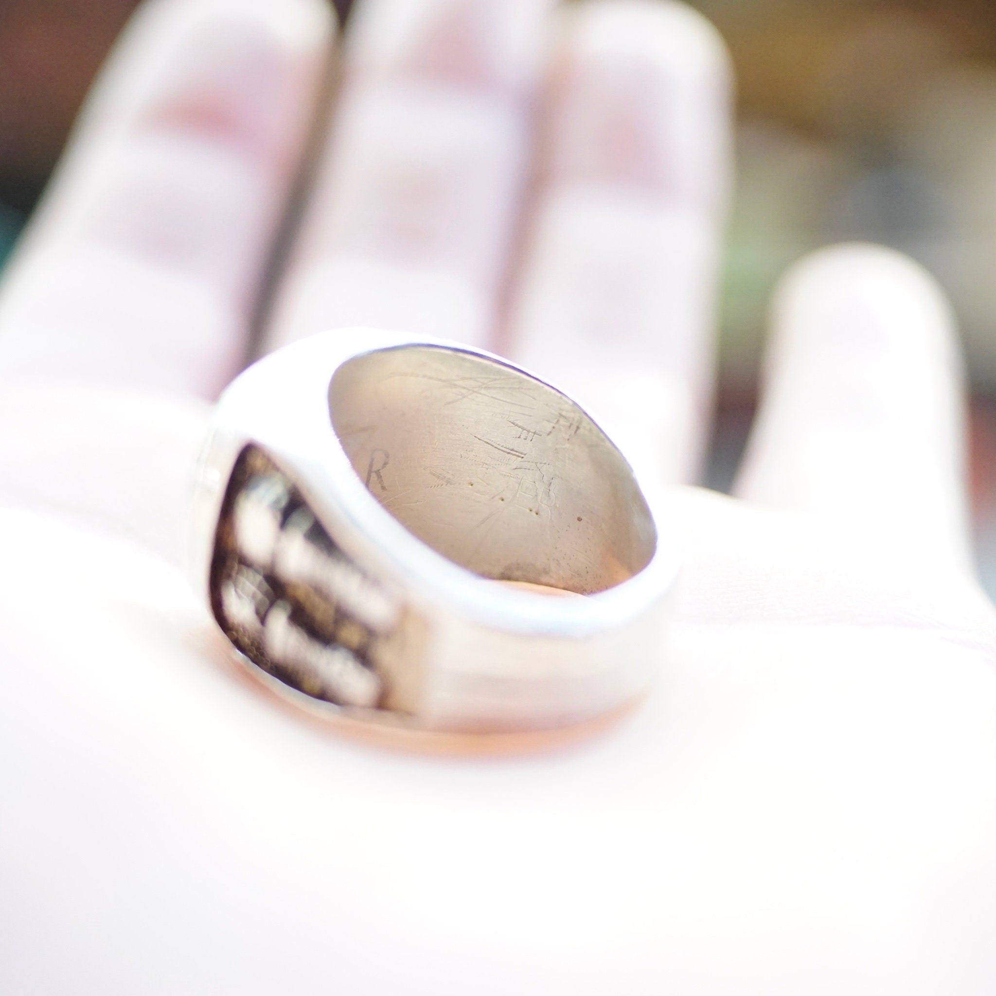 Vintage Sterling Silver & Ruby Masonic Ring, Incredible Mason Ring With Red Stone, Gold Compass, Embossed Details, and Accent Diamonds, 925