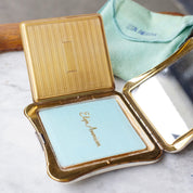 Vintage Elgin American Gold & Silver Tone Butterfly Compact, 1950's Compact Mirror And Power Puff Case, Makeup Compact With Etched Design