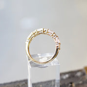 Vintage Gold Plated Sterling Silver Cubic Zirconia Ring, Alternating Baguette & Round Cut CZ Diamond Ring, China CZ925, Size 7 1/2 US