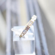 Vintage Gold Plated Sterling Silver Cubic Zirconia Ring, Alternating Baguette & Round Cut CZ Diamond Ring, China CZ925, Size 7 1/2 US