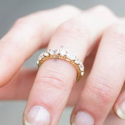 Vintage Gold Plated Sterling Silver Cubic Zirconia Ring, Alternating Baguette & Round Cut CZ Diamond Ring, China CZ925, Size 7 1/2 US