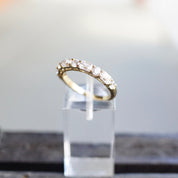 Vintage Gold Plated Sterling Silver Cubic Zirconia Ring, Alternating Baguette & Round Cut CZ Diamond Ring, China CZ925, Size 7 1/2 US