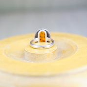 Vintage Sterling Silver Amber Ring, Beautiful Silver Ring With Natural Amber Stone, Minimalist Silver Ring, 925 Jewelry, Size 5 1/2 US
