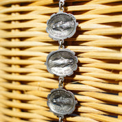 Vintage HMH Sterling Silver Rosebud & Mother Mary Reversible Bracelet, Patron Saint Virgin Mary Rose Link Bracelet, Religious Jewelry, 925