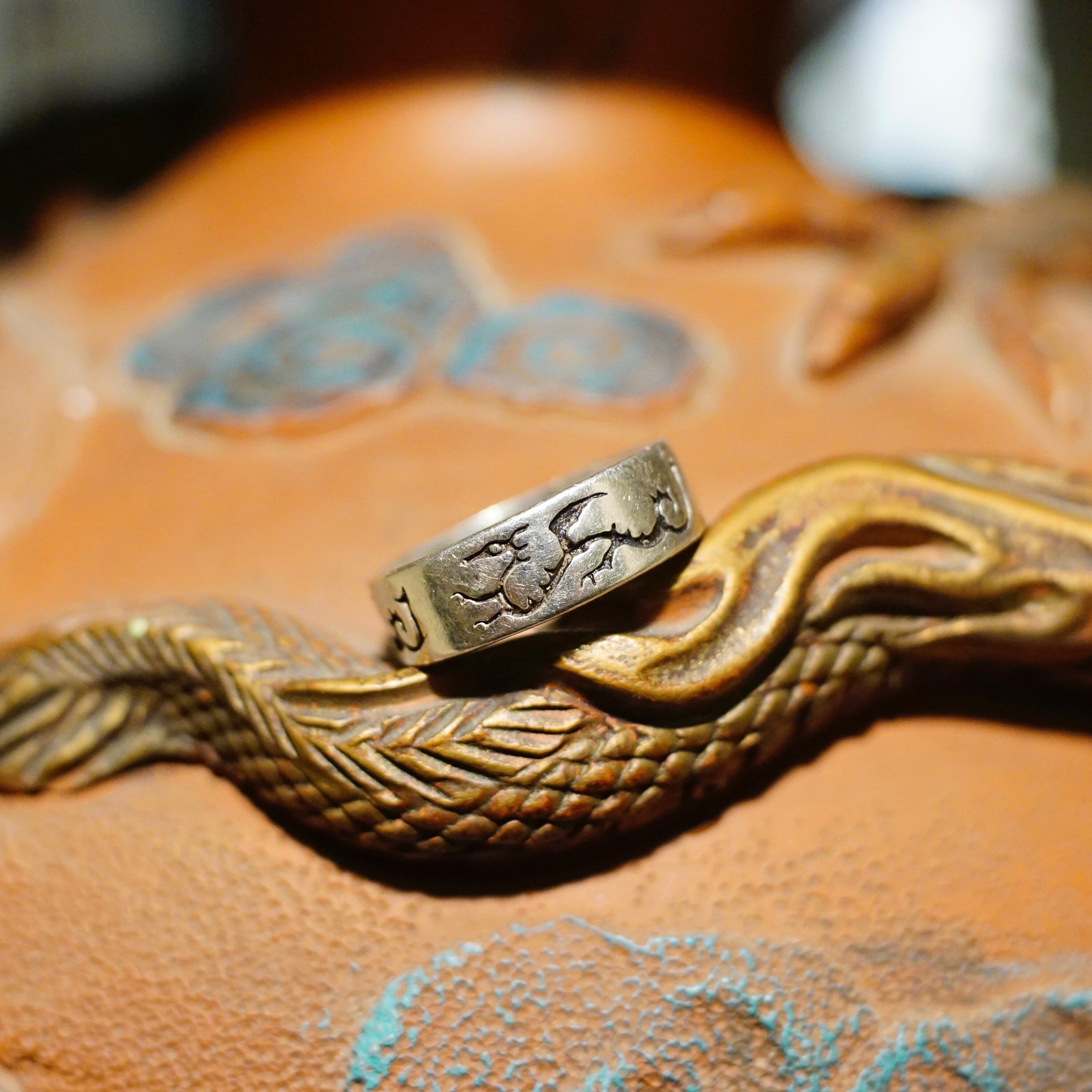 Vintage Sterling Silver Chinese Dragon Band Ring, Oxidized Silver Ring With Thin Dragon Design, Stackable Ring, 925 Jewelry, Size 9 1/4 US