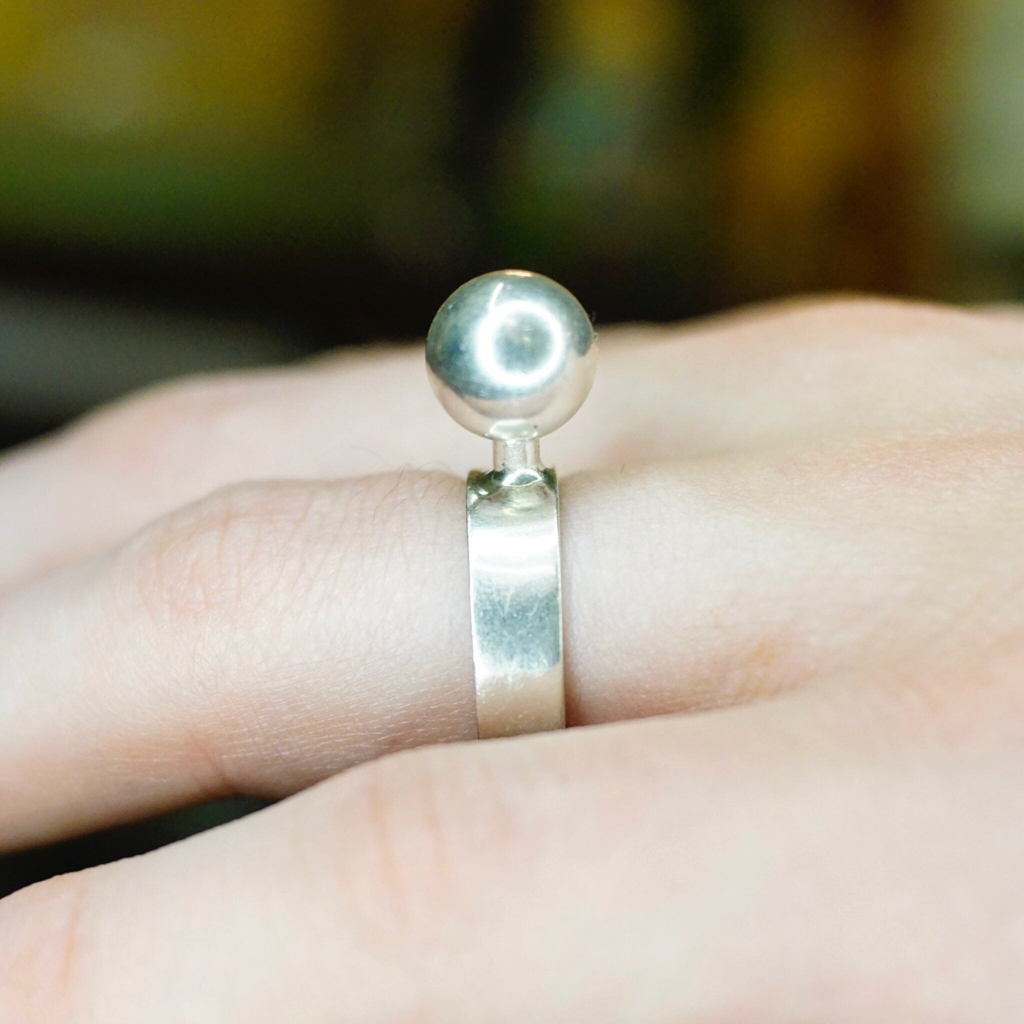 Vintage 1965 Modernist Silver Ball Ring By Michelsson Eftr Ab, One Of A Kind Designer Ring, Made In Sweden, Hallmarked Ring, Size 8 1/2 US