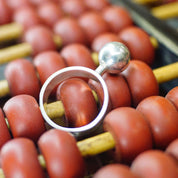 Vintage 1965 Modernist Silver Ball Ring By Michelsson Eftr Ab, One Of A Kind Designer Ring, Made In Sweden, Hallmarked Ring, Size 8 1/2 US