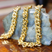 Vintage Givenchy Gold Tone Chunky Chain Necklace, Thick Cuban Link Necklace, Heavy Gold Chain, Designer Necklace, Unisex Jewelry, 25" Long