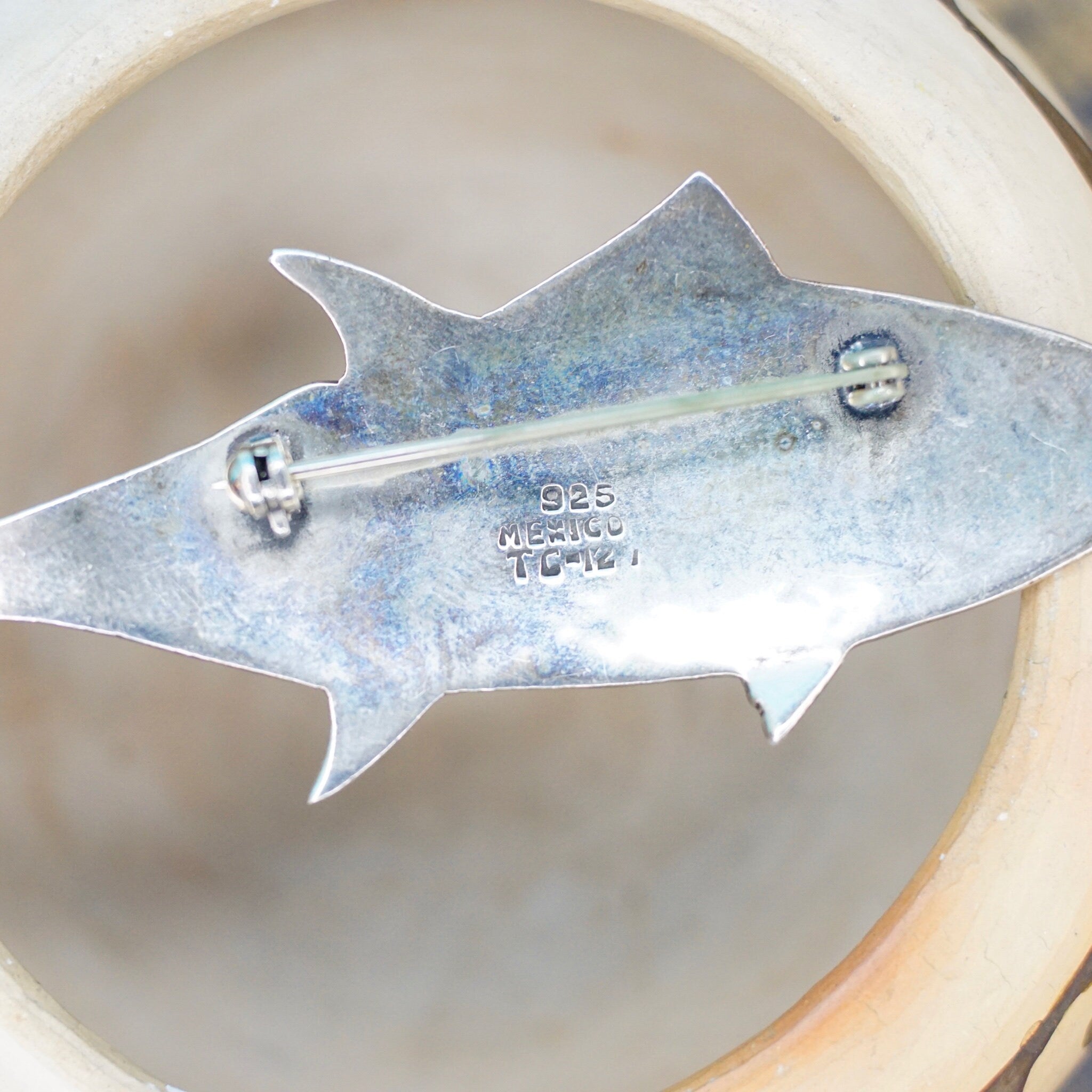 Vintage TAXCO Sterling Silver Fish Brooch, Hammered Silver Tuna Fish Pin, Solid Mexican Silver Brooch, Aquatic Life Jewelry, Mexico 925