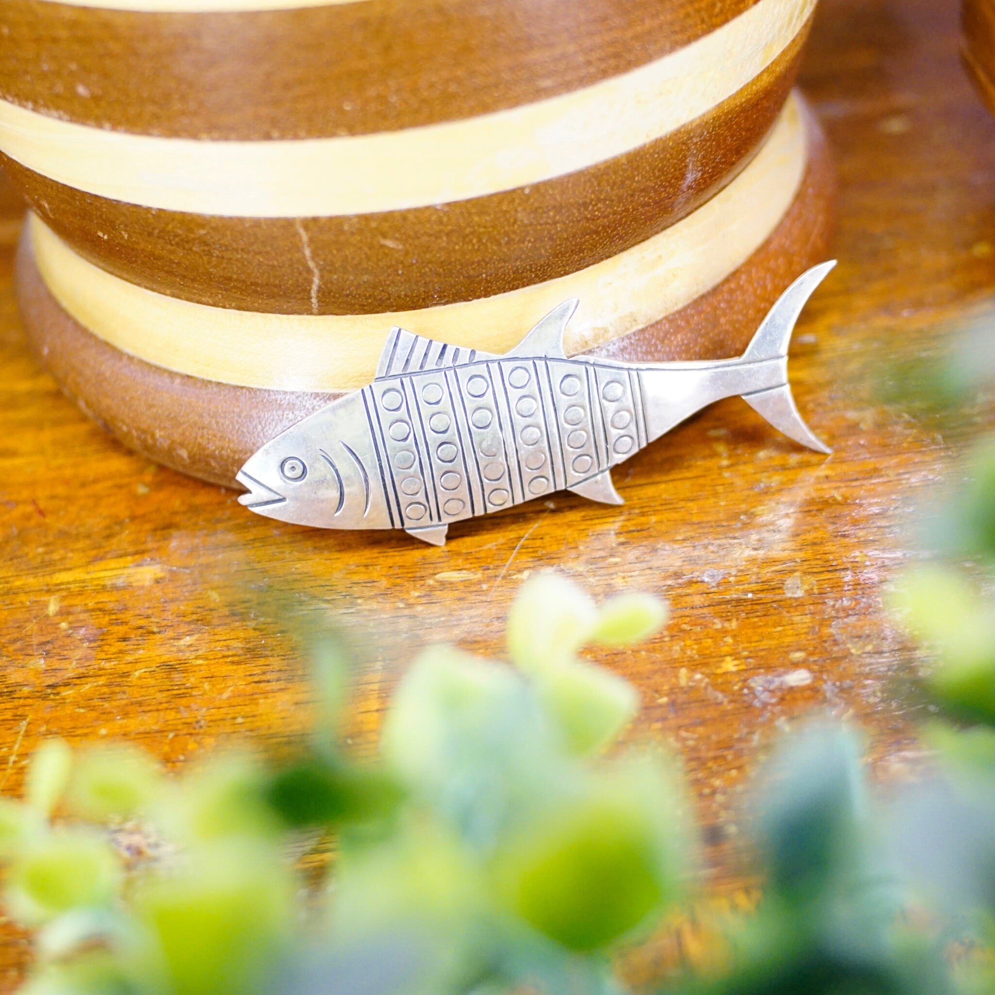 Vintage TAXCO Sterling Silver Fish Brooch, Hammered Silver Tuna Fish Pin, Solid Mexican Silver Brooch, Aquatic Life Jewelry, Mexico 925