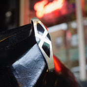 Vintage TAXCO 925 Sterling Silver & Onyx Hinged Bangle, Modernist Silver Bracelet With Inlaid Black Onyx, Geometric Design, Made in Mexico