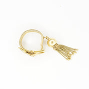 Vintage Italian 18K Gold Mesh Belt Ring, Adjustable Gold Ring With Ball Tassel, Unique Gold Belt Buckle Ring, Statement Jewelry, 750 15VI