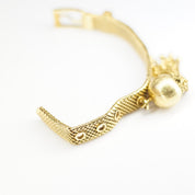 Vintage Italian 18K Gold Mesh Belt Ring, Adjustable Gold Ring With Ball Tassel, Unique Gold Belt Buckle Ring, Statement Jewelry, 750 15VI
