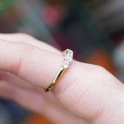 Vintage Gold Plated Sterling Silver Cubic Zirconia Ring, Alternating Baguette & Round Cut CZ Diamond Ring, China CZ925, Size 7 1/2 US