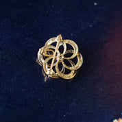 Vintage 14K Gold & Pearl Spiral Brooch/Pin, Circular Pin With Natural Pearl and Accent Blue Stone, Gold Pendant With Hinged Loop, 22mm