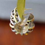 Vintage Taxco Two-Tone Chunky Hoop Earrings, Chunky Sterling Silver & Brass Overlay Half Moon Hoop Stud Earrings, 925 Mexico