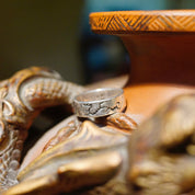 Vintage Sterling Silver Chinese Dragon Band Ring, Oxidized Silver Ring With Thin Dragon Design, Stackable Ring, 925 Jewelry, Size 9 1/4 US