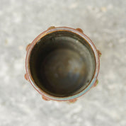 Mid-Century Scandinavian Glazed Ceramic Vase, Vintage Denmark Carved Ceramic Vase/Brush Holder, Unique Patterned Flower Vase, 8 1/4" H