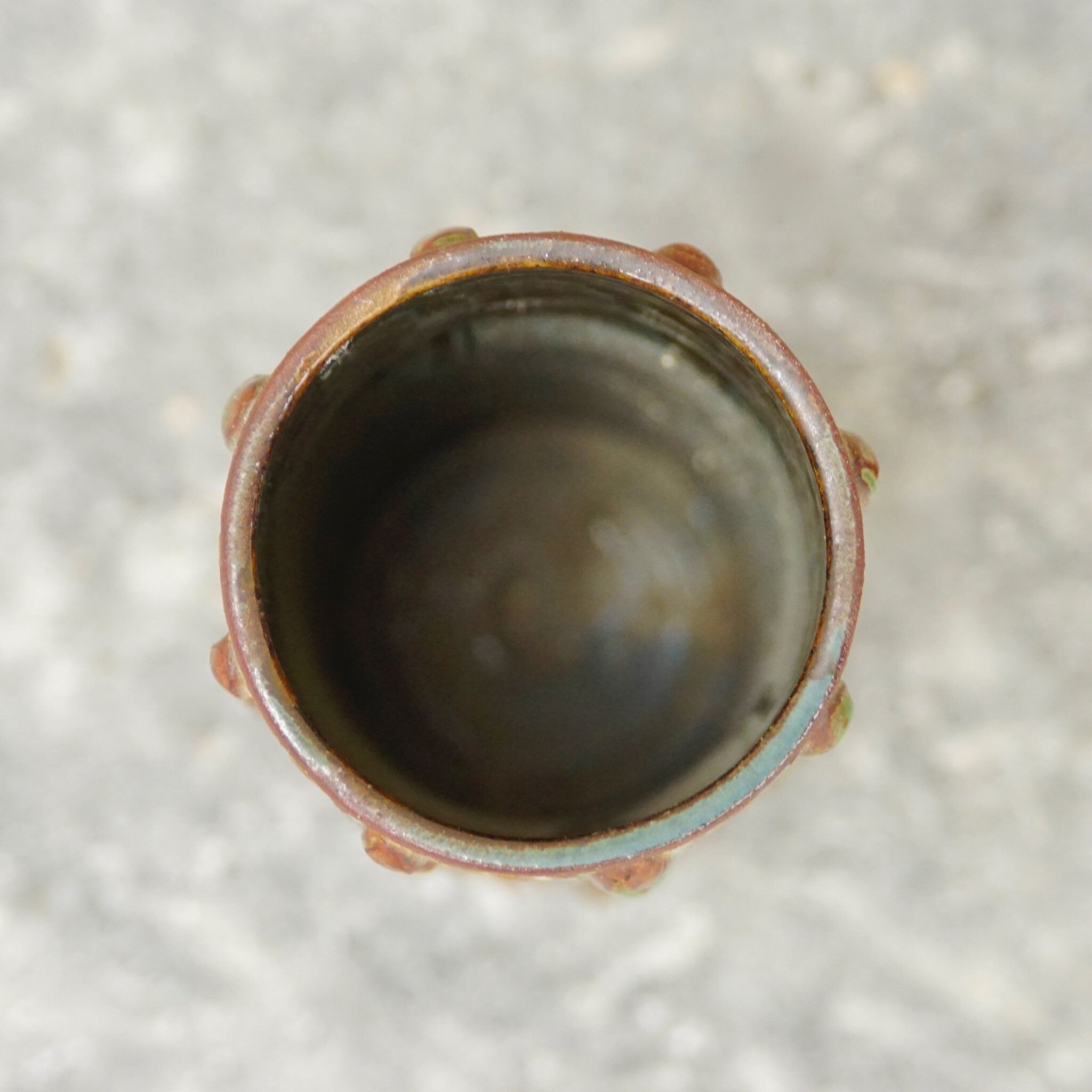 Mid-Century Scandinavian Glazed Ceramic Vase, Vintage Denmark Carved Ceramic Vase/Brush Holder, Unique Patterned Flower Vase, 8 1/4" H