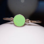 Vintage TAXCO Sterling Silver Gaspeite Hinged Bangle, Unique Silver Bracelet With Lime Green Stone, Modernist Jewlery, Mexico 925