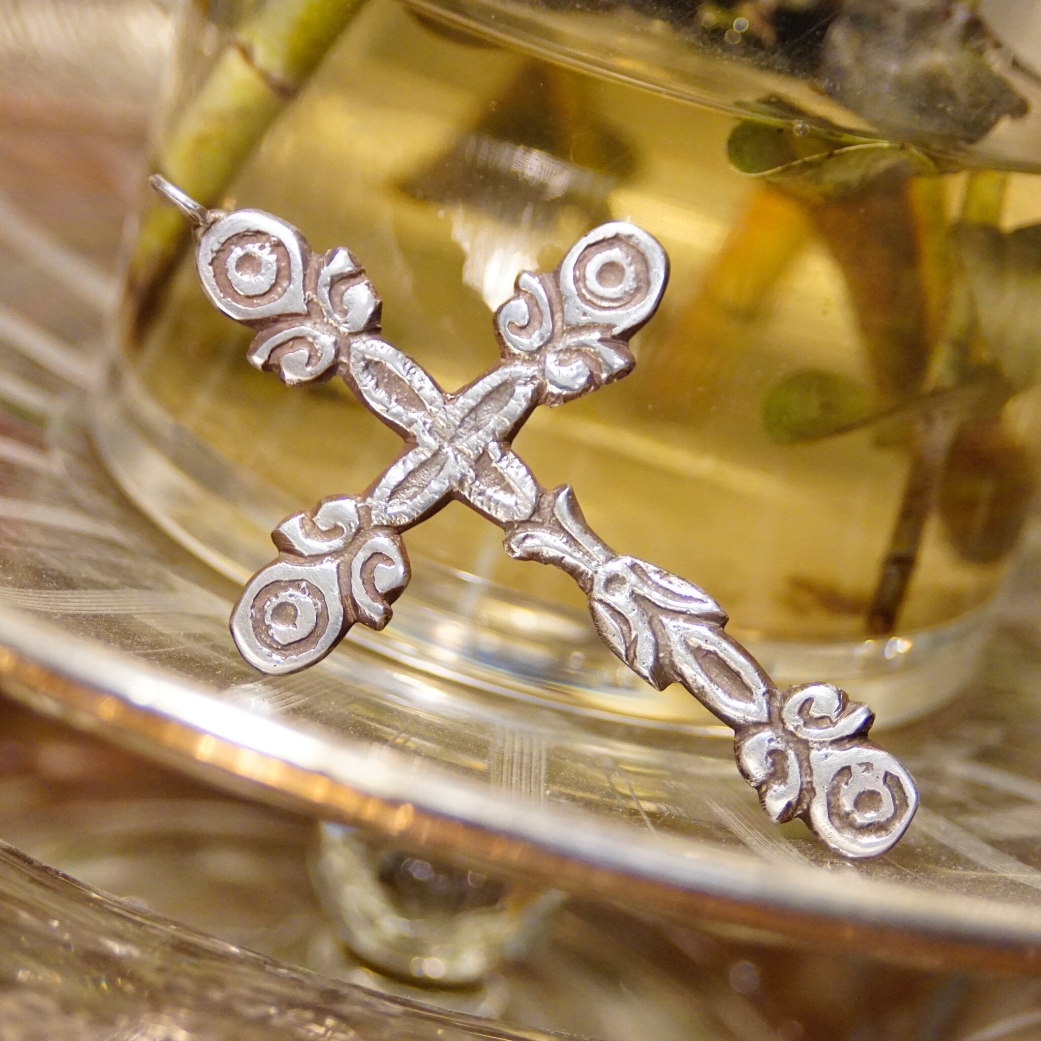 Vintage Large Sterling Silver Gothic Cross Pendant, 4" Long, Ornate Hammered Silver Cross Pendant, Oxidized Silver Design, 925 Jewelry,