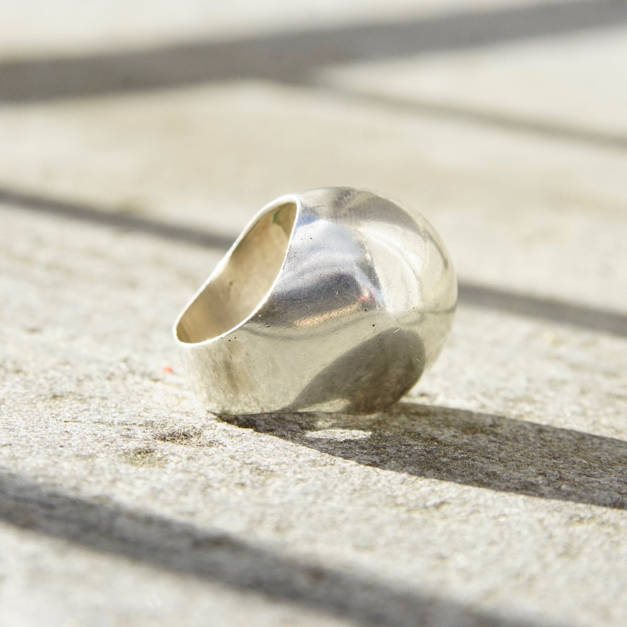 Vintage Sterling Silver Dome Ring, Chunky Silver Dome Ring, Hollow Silver Bubble Ring, 950 Silver, Modernist Ring, Statement Ring, Size 7 US
