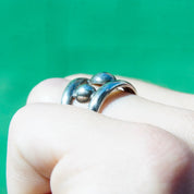 Vintage Sterling Silver Cut Out Bubble Ring, Silver Cuff Ring With Graduated Bead Design, Adjustable Ring, Mexico 925, Size 8-10 US