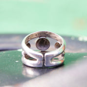 Vintage Sterling Silver Cut Out Bubble Ring, Silver Cuff Ring With Graduated Bead Design, Adjustable Ring, Mexico 925, Size 8-10 US