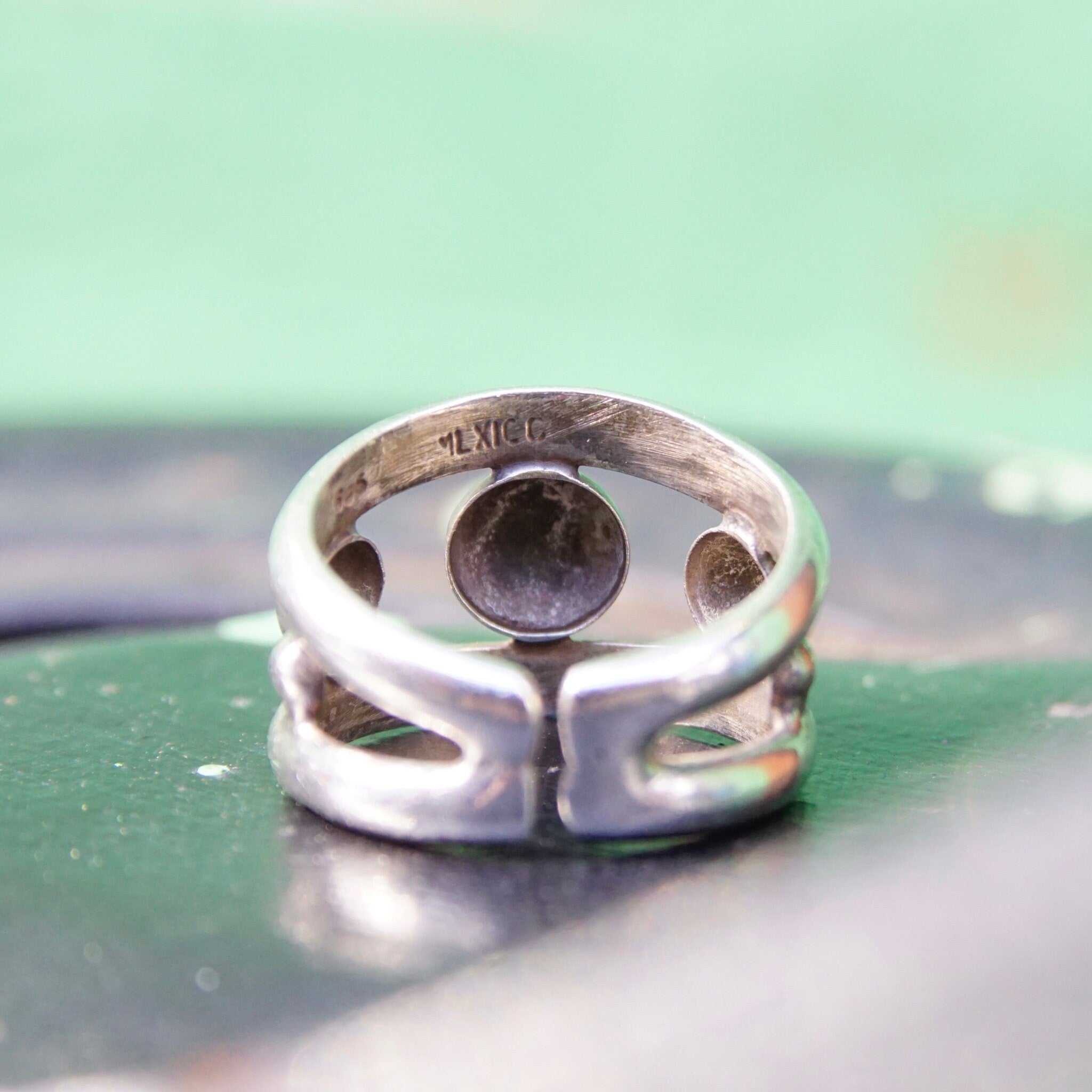 Vintage Sterling Silver Cut Out Bubble Ring, Silver Cuff Ring With Graduated Bead Design, Adjustable Ring, Mexico 925, Size 8-10 US