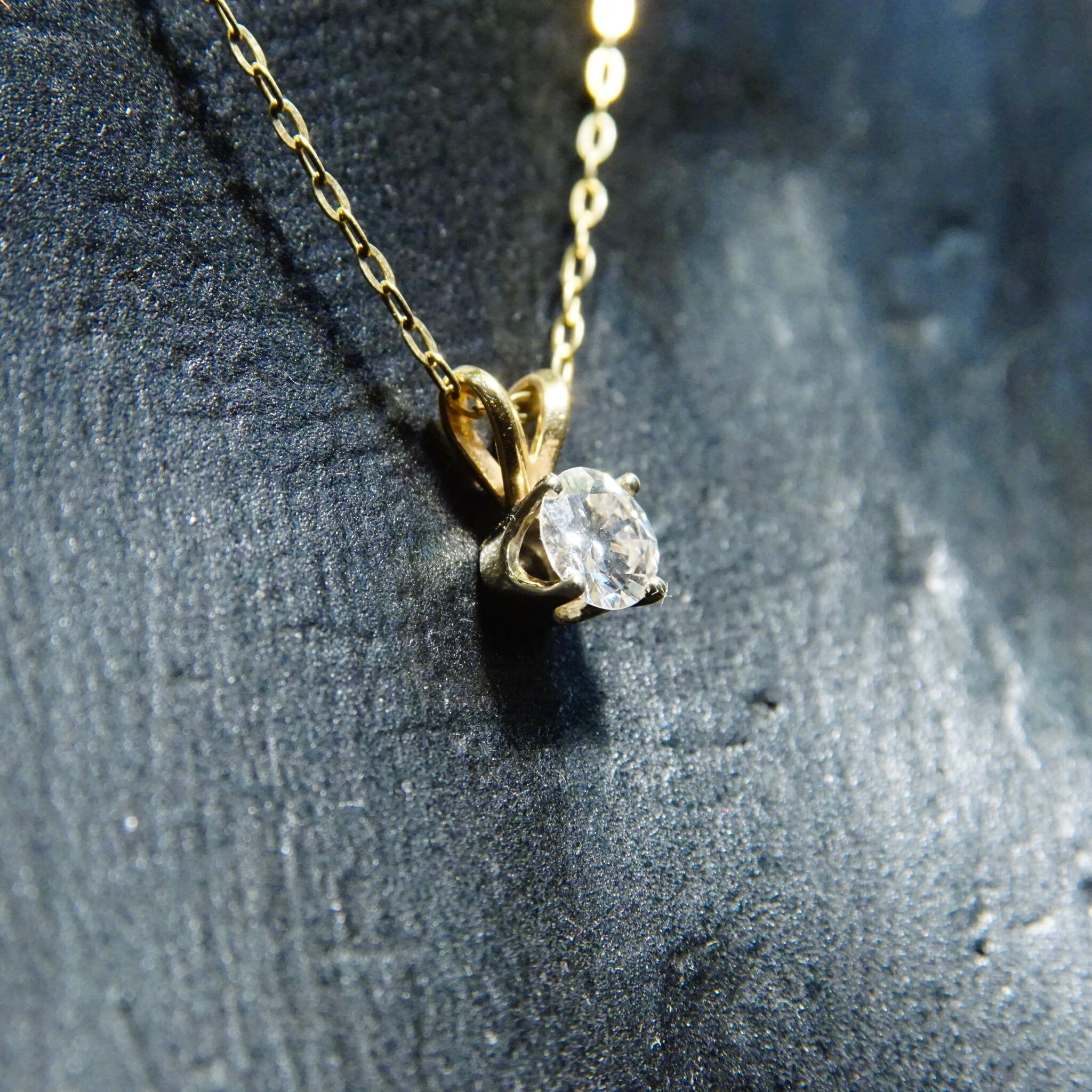 Vintage 14K Gold Solitaire Diamond (.75ct) Pendant, Brilliant Cut Diamond & Yellow Gold Pendant With Split Bail, Petite 14K Diamond Pendant