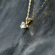 Vintage 14K Gold Solitaire Diamond (.75ct) Pendant, Brilliant Cut Diamond & Yellow Gold Pendant With Split Bail, Petite 14K Diamond Pendant