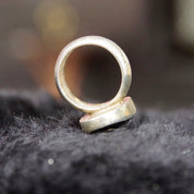 Vintage Sterling Silver & Onyx Ring, Modernist Oval Ring With Black Center Stone, Silver Onyx Eye Ring, 925 Jewelry, Size 7 3/4 US