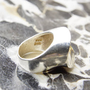 Vintage TAXCO Sterling Silver Abstract Dome Ring, Chunky Silver Ring With Pressed Wave Design, Modernist Ring, Mexico 925 TV-47, Size 8 US