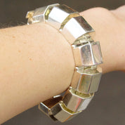 Vintage TAXCO Chunky Sterling Silver Link Bracelet, Modernist Silver Half Octagon Hinge Bracelet, Thick Sterling Bracelet, 925 TC-117 Mexico