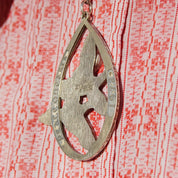 Vintage Peace On Earth 1972 Flying Doves Teardrop Pendant, Wallace Sterling Silver Embossed Dove Pendant, Large Silver Pendant, 2 3/4"