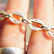 Vintage TAXCO Sterling Silver Link Bracelet, Industrial Silver Cable Link Bracelet, Unisex Silver Chain Bracelet, 925 Jewelry, 8" Long