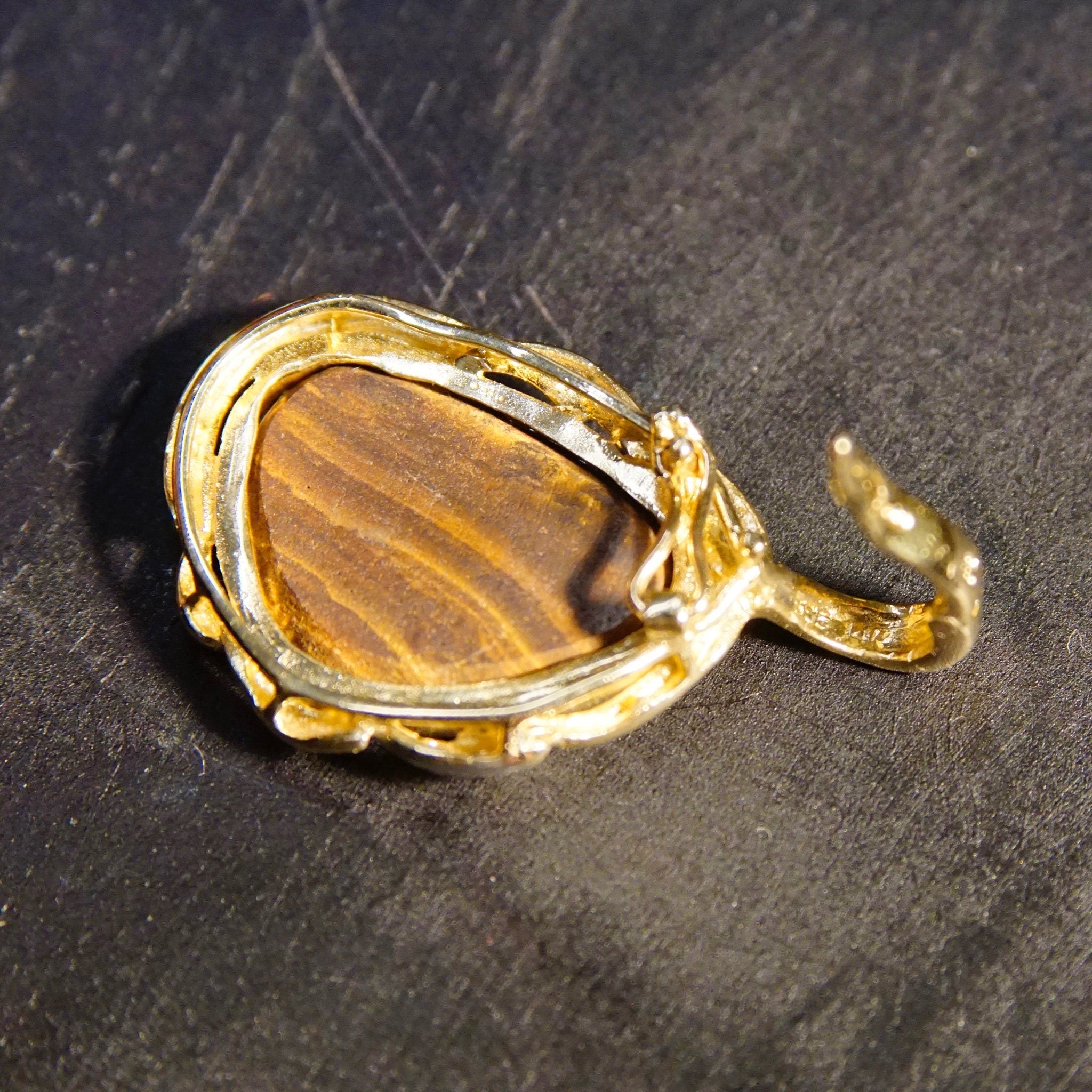 Vintage 14K Gold Crystal Opal & Diamond Pendant, Gorgeous Opalescent Pendant With Accent Diamonds, Ornate Gold Opal Necklace Pendant, 14K