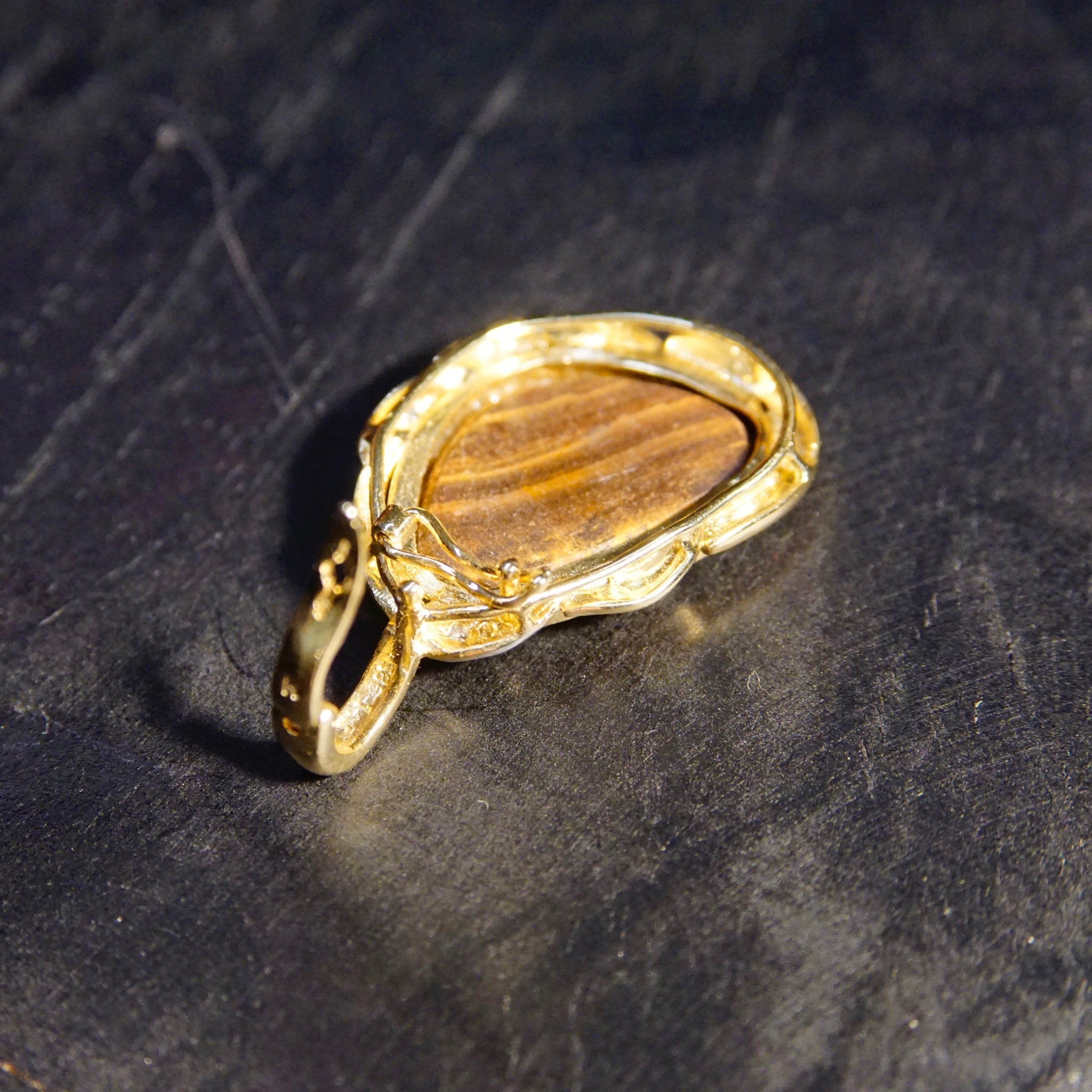 Vintage 14K Gold Crystal Opal & Diamond Pendant, Gorgeous Opalescent Pendant With Accent Diamonds, Ornate Gold Opal Necklace Pendant, 14K