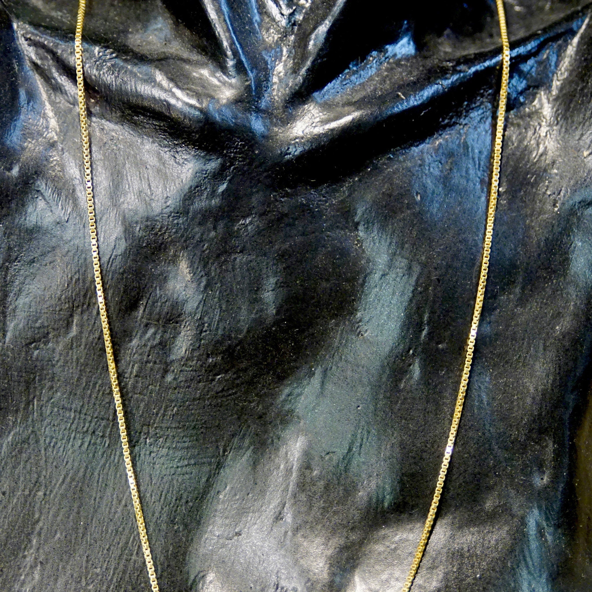 Vintage Italian 18K Gold Box Chain Necklace, 1.5mm Gold Box Chain, Long Thin Yellow Gold Chain, 24" Long, 585 Jewelry