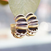 Vintage Taxco Two-Tone Chunky Hoop Earrings, Chunky Sterling Silver & Brass Overlay Half Moon Hoop Stud Earrings, 925 Mexico