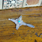 Vintage Native American Hammered Sterling Silver Cross Pendant, RB Sterling, Navajo Silver & Turquoise Cross Necklace Pendant, 925 Jewelry