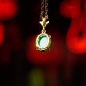 Vintage 14K Solitaire Turquoise Pendant Necklace, Prong Set Green Turquoise Stone Pendant, Delicate 14K Yellow Gold Chain, 18" Long
