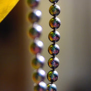 Vintage Majorica Iridescent Black Pearl Necklace, 8mm Simulated Pearls, Single Strand, 925 Fish Hook Clasp, Original Box & Paperwork, 19.5"