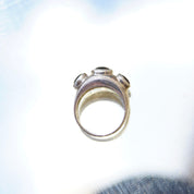 Vintage Charles Kyprell Modernist Sterling Silver Onyx Ring, 3-Stone Black Onyx Ring, Graduated Silver Ring With Raised Stones, 7 1/2 US