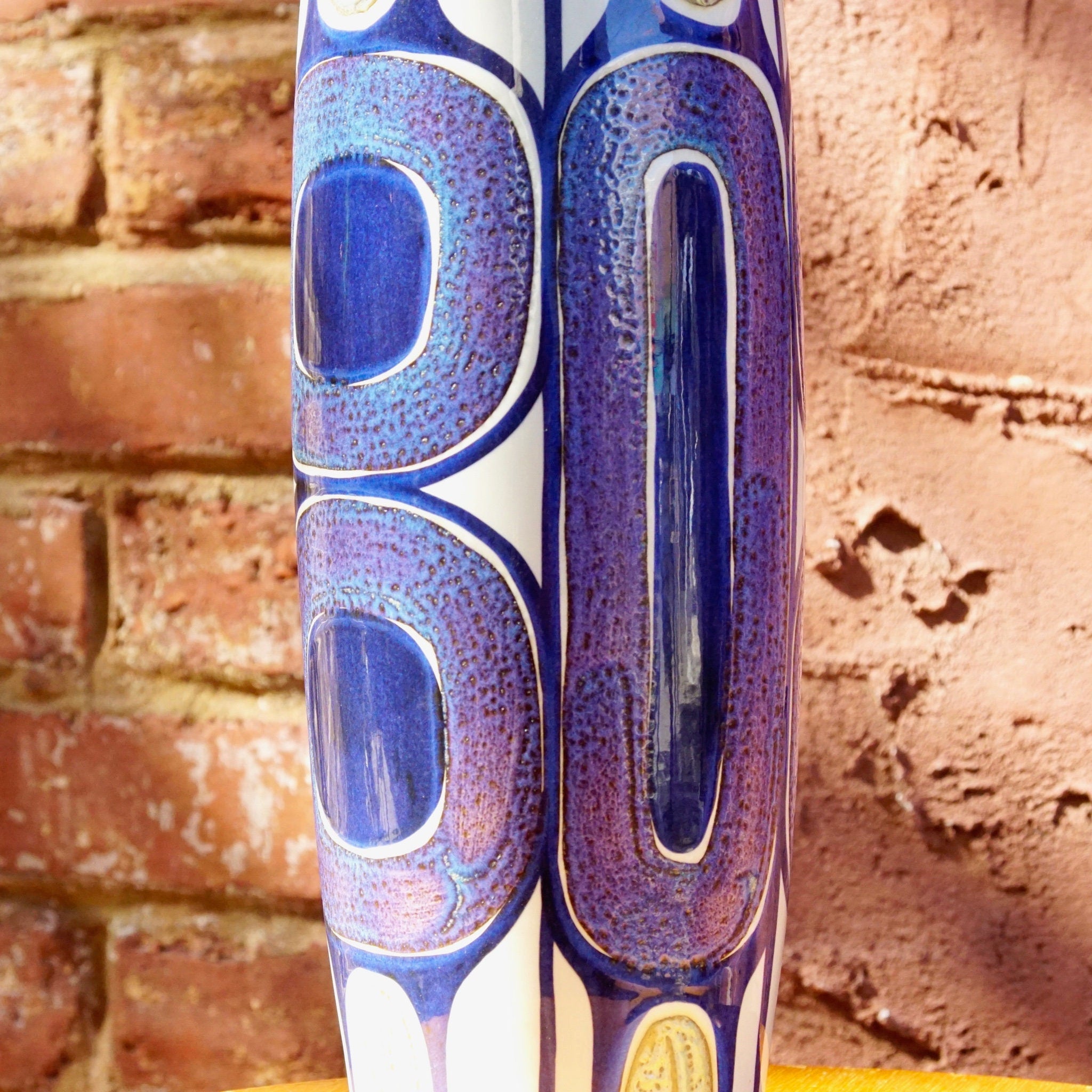 Vintage Mid Century Modern Inge Lise Koefoed Faience Vase 450/3116, 1960's Royal Copenhagen Denmark Fajance Pottery, 11 1/4" Tall
