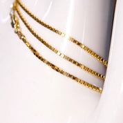 Vintage Italian 14K Gold Box Chain, 2mm Yellow Gold Chain Necklace, 18" Long, Made In Italy, 14K Jewelry
