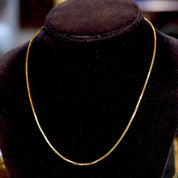 Vintage Italian 14K Gold Box Chain, 2mm Yellow Gold Chain Necklace, 18" Long, Made In Italy, 14K Jewelry
