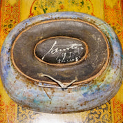 Vintage 1955 Mid-Century Modern Abstract Glazed Ceramic Centerpiece Plate, Large Heavy Handmade Ceramic Platter, Craft Ceramics
