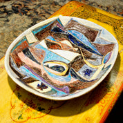 Vintage 1955 Mid-Century Modern Abstract Glazed Ceramic Centerpiece Plate, Large Heavy Handmade Ceramic Platter, Craft Ceramics